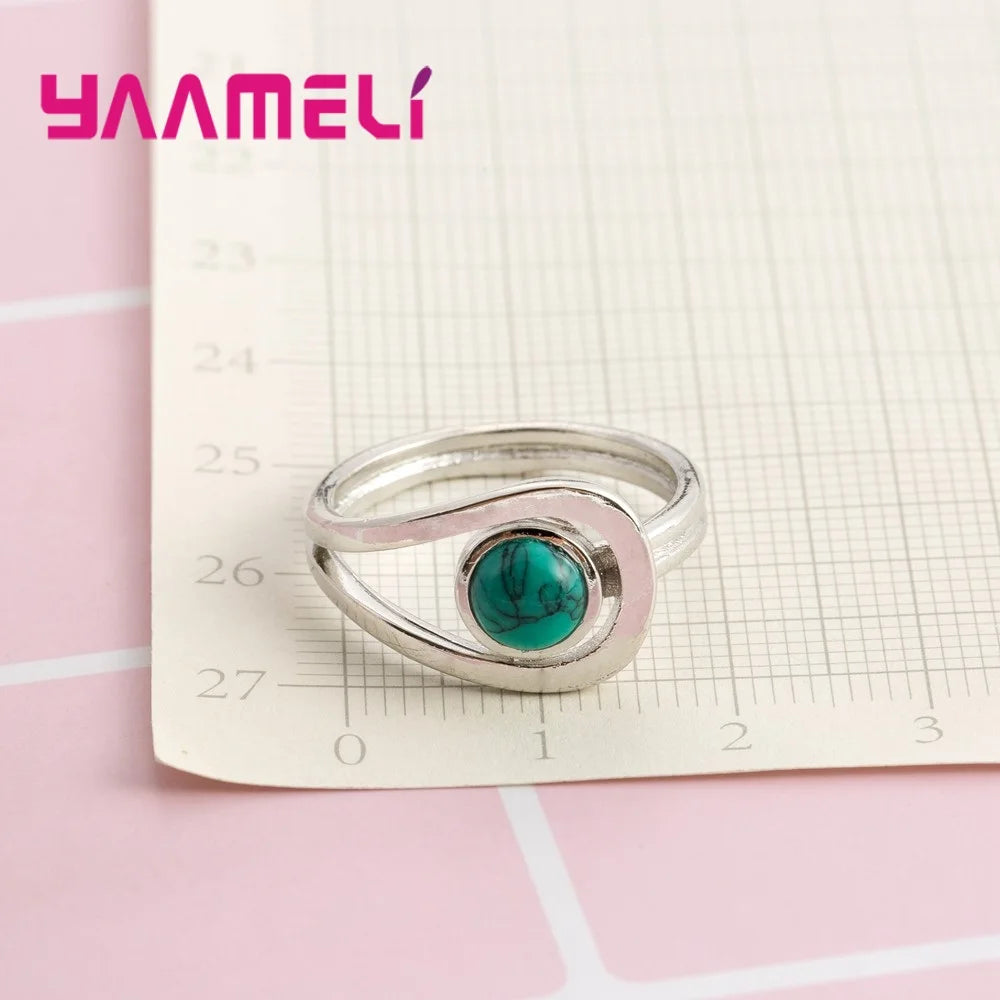 Top Quality 925 Sterling Silver Rings For Women Circle Fashion Jewelry Wholesale Pretty Party Beautiful Gift Opal Paved