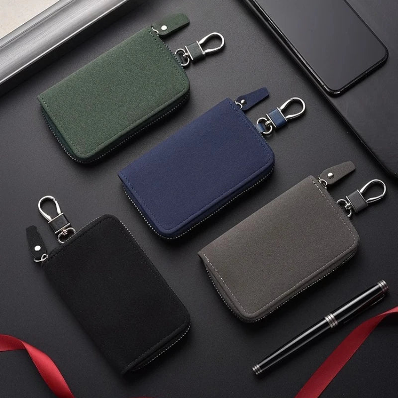 New Leather Keychain Men Women Key Holder Organizer Pouch Large Capacity Car Key Wallet Housekeeper Key Case Mini Card Bag
