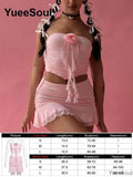 Sets for Women 2 Pieces Crop Tops Mini Skirts Y2K Outfit 2025 New Sweet Cute High Street Sexy Party Beach Women's Two Pieces Set