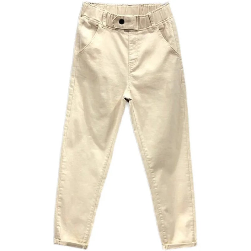 plus Size White Denim Jeans Women's Nine-Piece Casual Pants Summer New Loose Slim Elastic Waist Slim Fit Harem Pants
