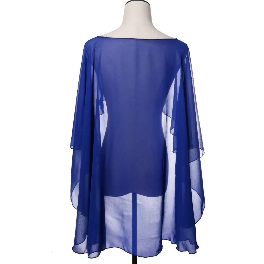 New Fashion Soft Wedding Capes Long Solid Color Chiffon Shrug Sunscreen Wraps Womens Ladies