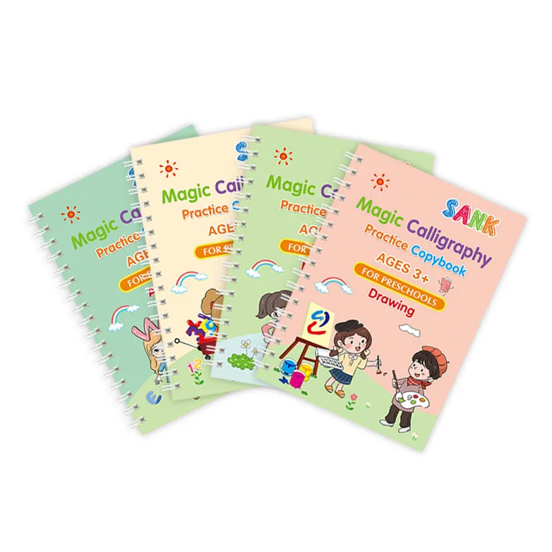 Sank Magic Practice Copybook Pen Preschools Kids Calligraphy English Verison Free Wiping Children Reusable Writing Book