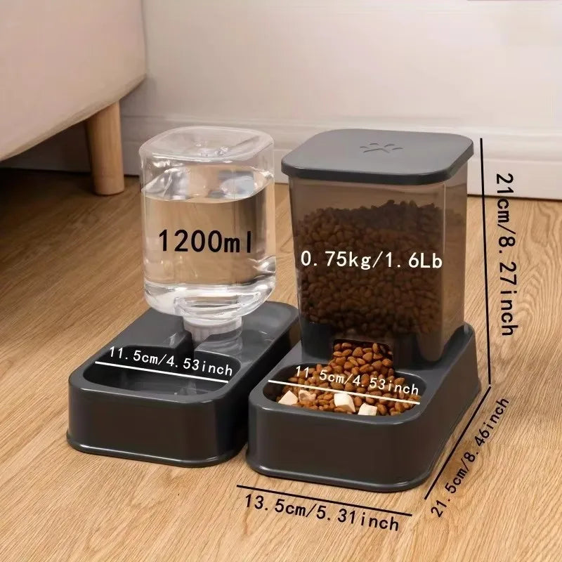Automatic Portion-Controlled Pet Feeder for Cats and Dogs with Integrated Water Dispenser, Fully Managed and Battery-Free