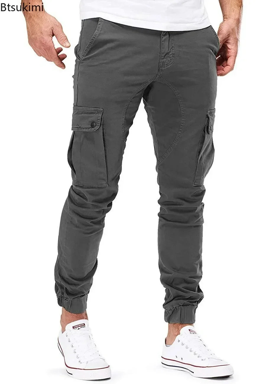 2026 Men's Streetwear Cargo Pants Fashion Sweatpants Joggers Men Casual Pants Solid Color Cotton Trousers Mens Brand Track Pants