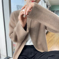 100% Wool Ladies Winter Sweater Cardigan Ladies Round Collar Long Sleeve Jacket And Knitted Women Knit Cardigan Sweater