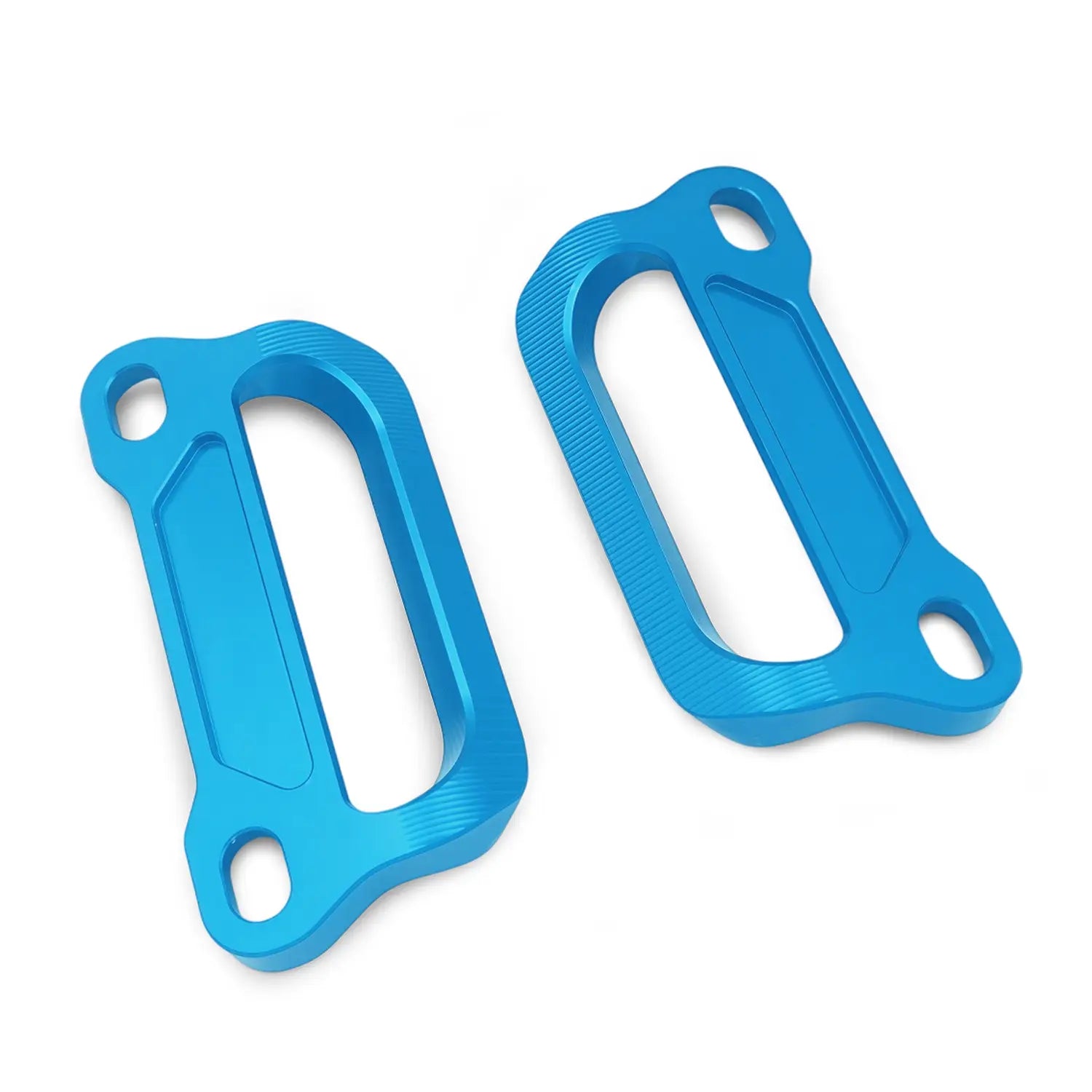 Leuchtend blaue, präzise gefertigte Aluminium-CNC-Gepäckträgergriffe für den Soziusbetrieb mit strukturierter Oberfläche und integrierten Montagebohrungen für Cfmoto 675srr.