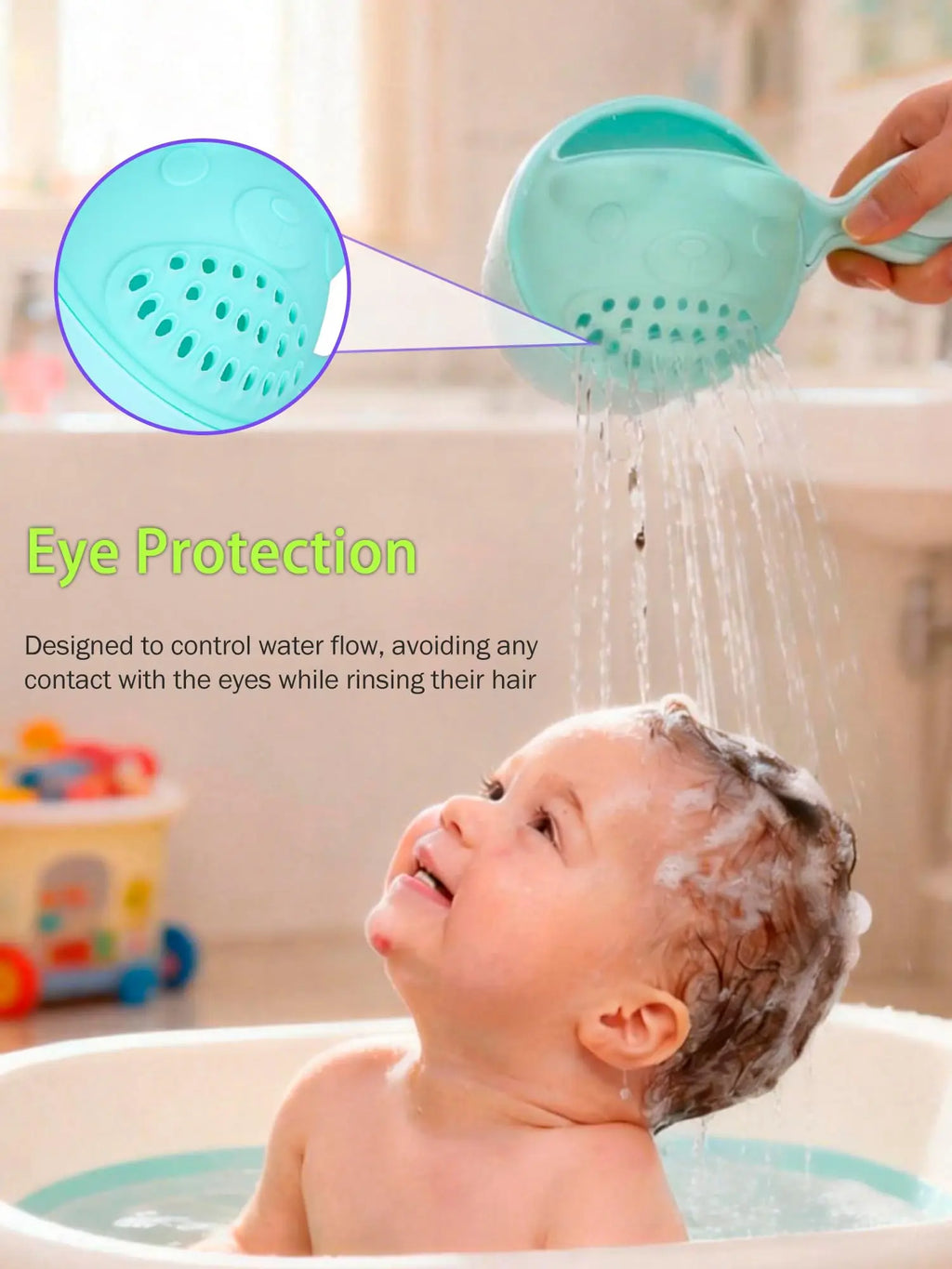 Bath Head Wash for Baby Shampoo Cup Baby Bath and Toddler Bath Toys Rinse Cup Eye Protection