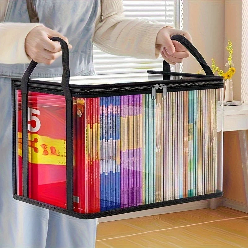 2-Pack Large Transparent Storage Boxes, Foldable and Space-Saving, with Flip Lids. Large Rectangular Organizer Boxes with Front Lids and Covers, Space-Saving Design, Suitable for Books, Clothes, Office, Home, Travel. Durable
