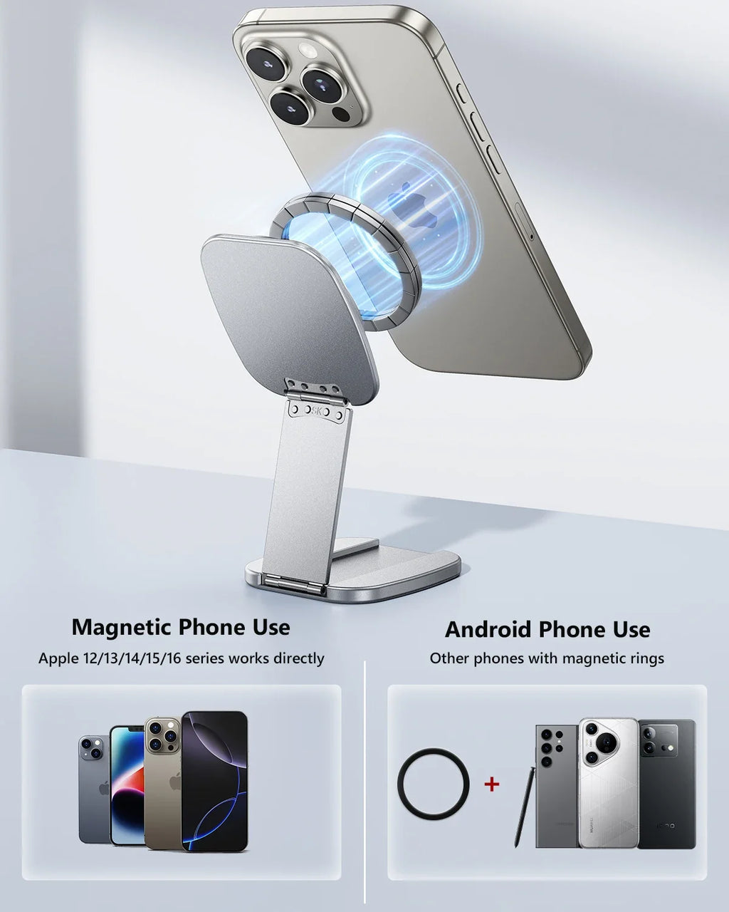 Eary Gym Magnetic Phone Holder Mount For Wall Portable Aluminum Metal Stand With Foldable Pocket Size Gym Essentials Accessories