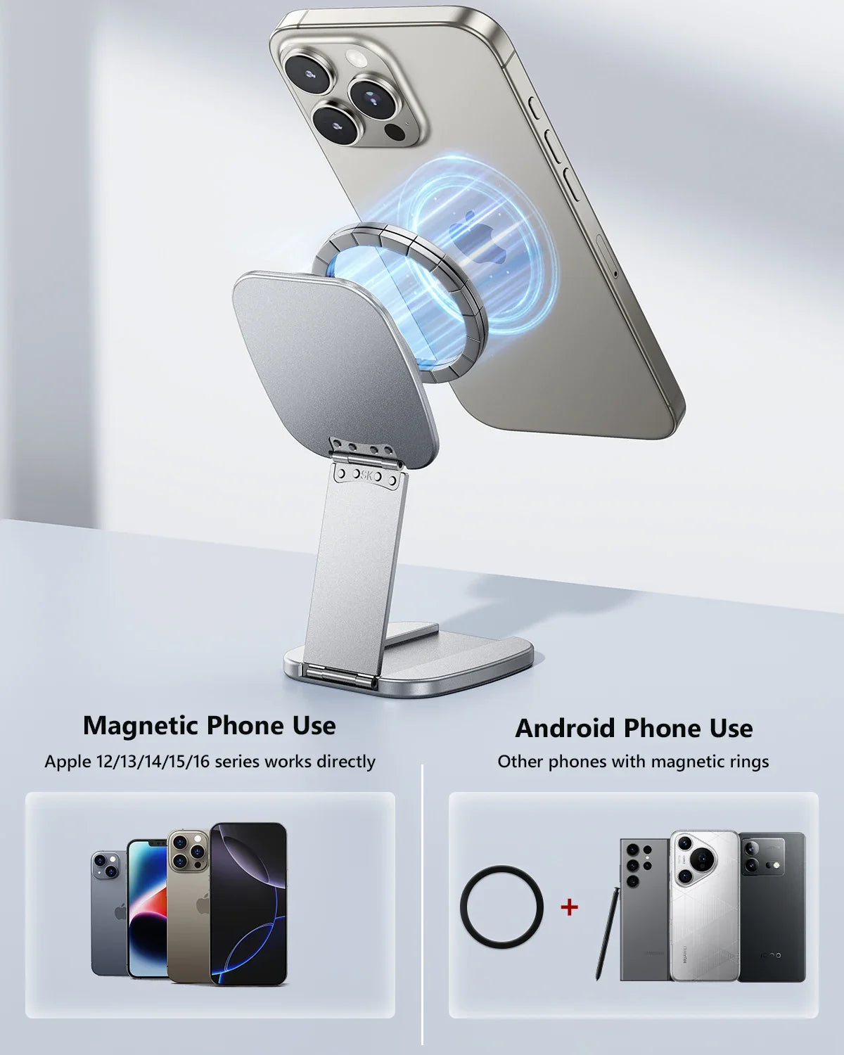 Eary Gym Magnetic Phone Holder Mount For Wall Portable Aluminum Metal Stand With Foldable Pocket Size Gym Essentials Accessories