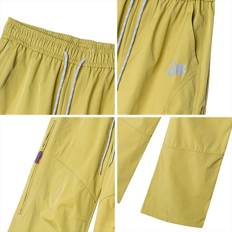 Men's Cargo Pants  Summer Quick-Dry Waterproof Mountain Climbing Long Trousers with Side Zipper Pockets Elastic Waistband