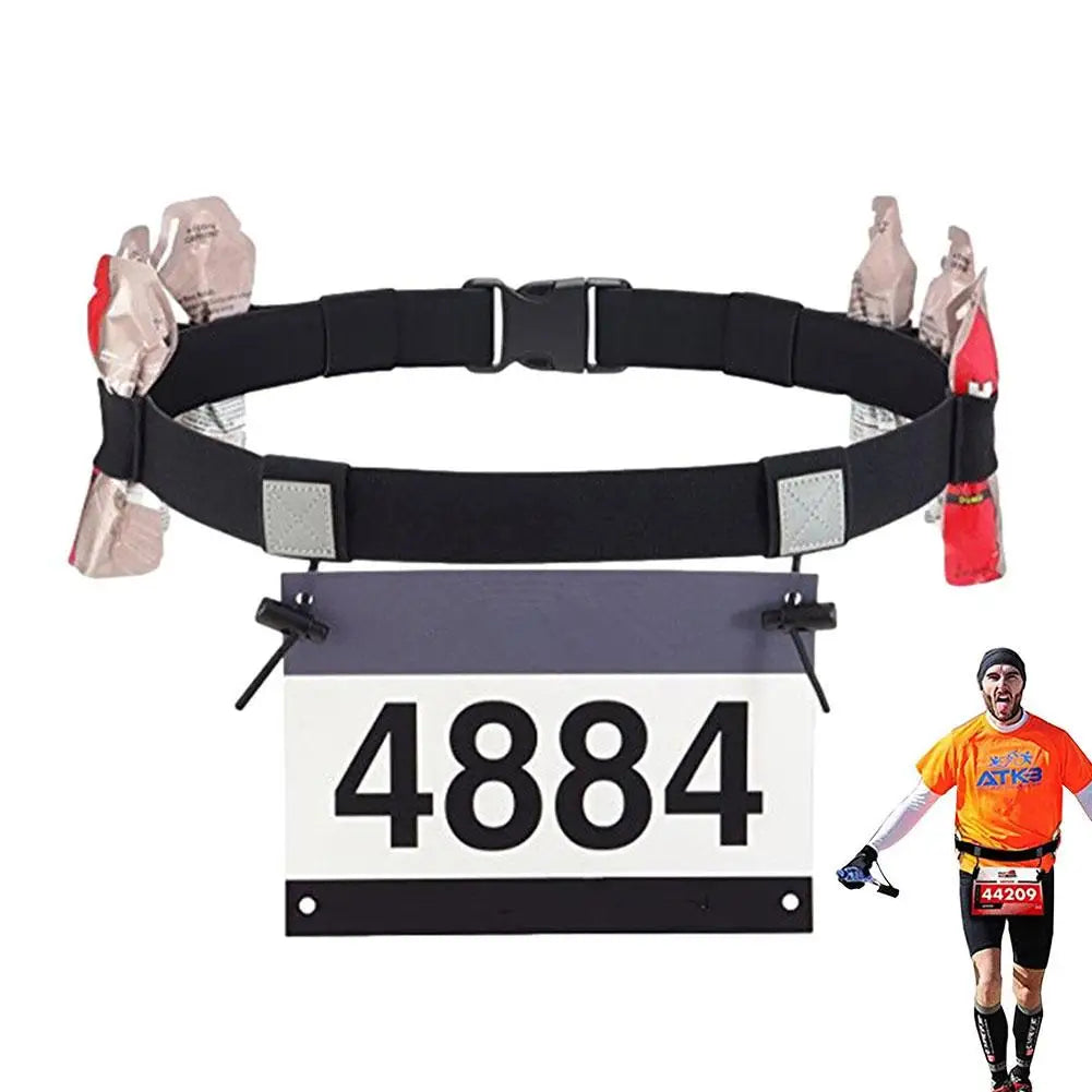 Running Bib Holder Race Belt Runner Bib Strap Race Number Belt for Triathlon Marathon Runing Cycling Adjustable Waist Belt