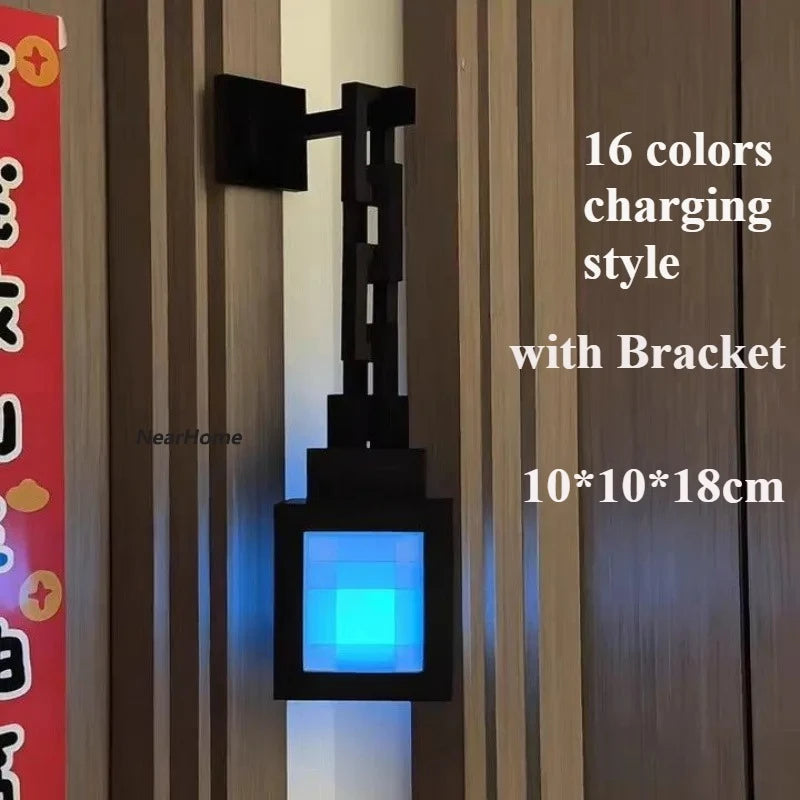16 Colors /Warm Light Luminous Lantern Lamp Rechargeable Game Pixel Light Surrounding Bedroom Atmosphere Light Decor Ornament