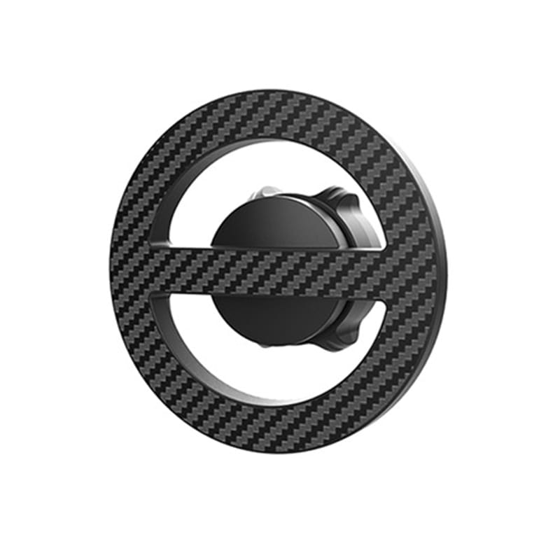 base de support de voiture magnétique Magsafe à texture en fibre de carbone noire, avec tête à rotule de 17 mm et pince centrale réglable.