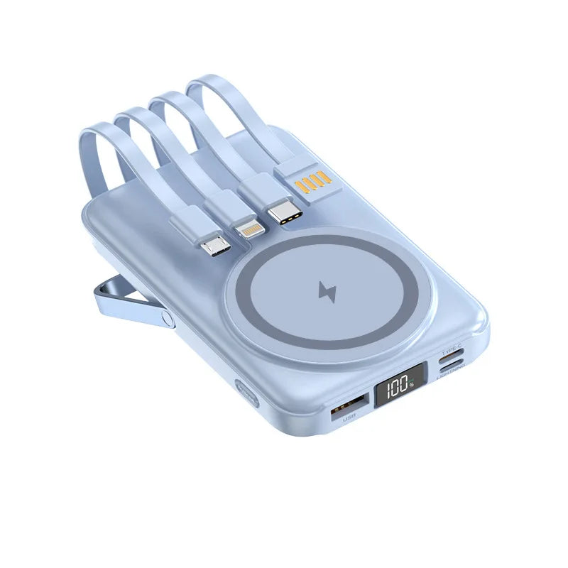 Magnetic Suction Wireless Charger 200000mAh Fast Charge Powerbank Built-in Stand Portable External Battery For Smartphone