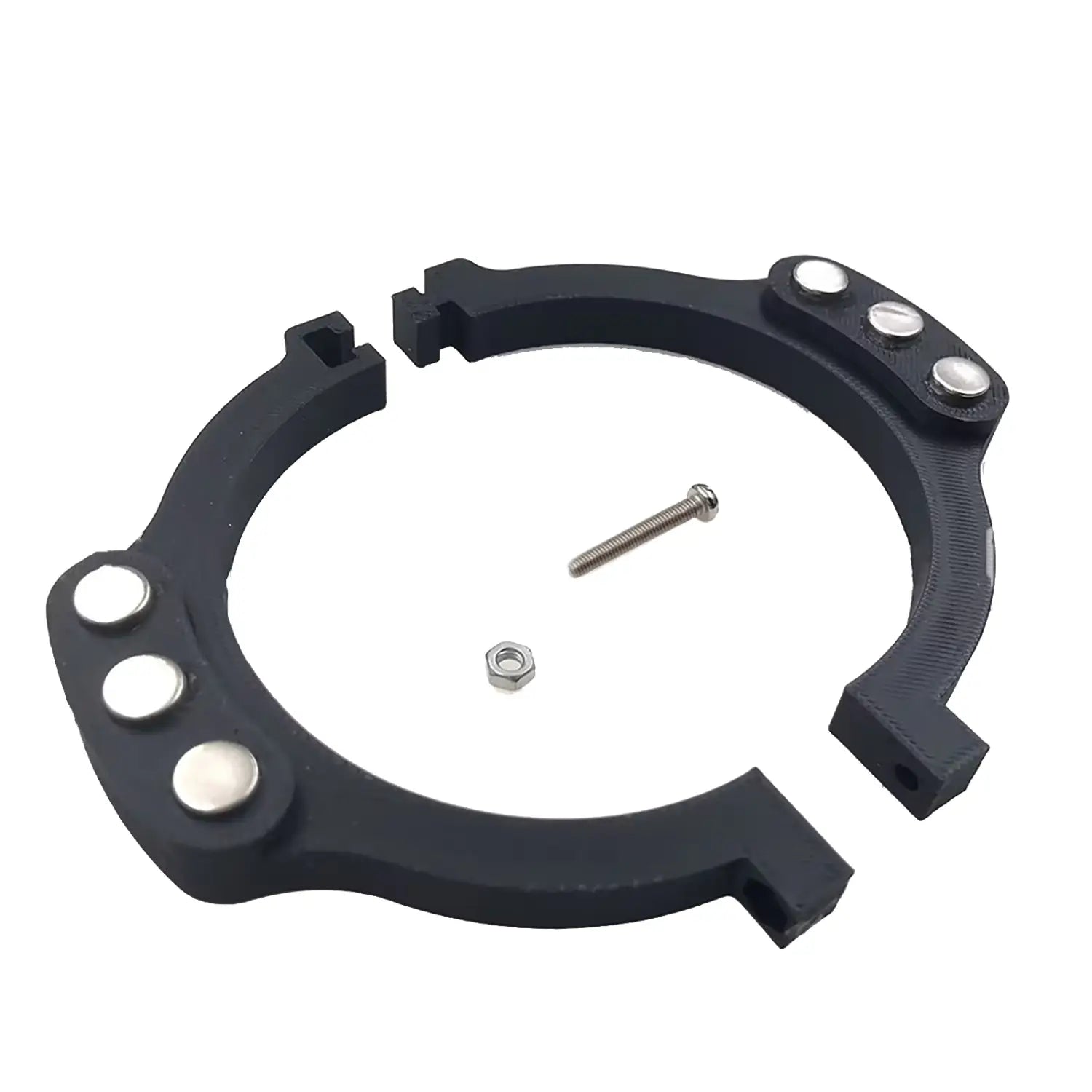 Anillo de plástico negro con tres tornillos plateados y tuerca a juego para una fijación segura en el módulo de varillaje basculante magnético Logitech para G29 G920 G923.