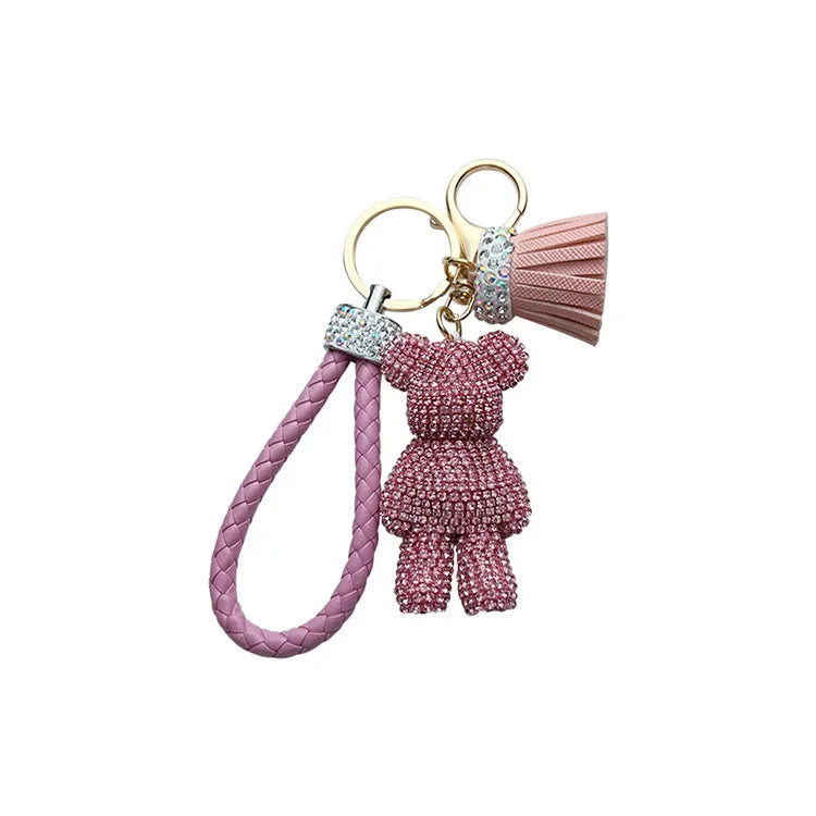 Personalized Diamond Studded Small Violent Bear Key Chain Cute Dynamic Rope Tassel Car Key Chain Exquisite Gift Pendant