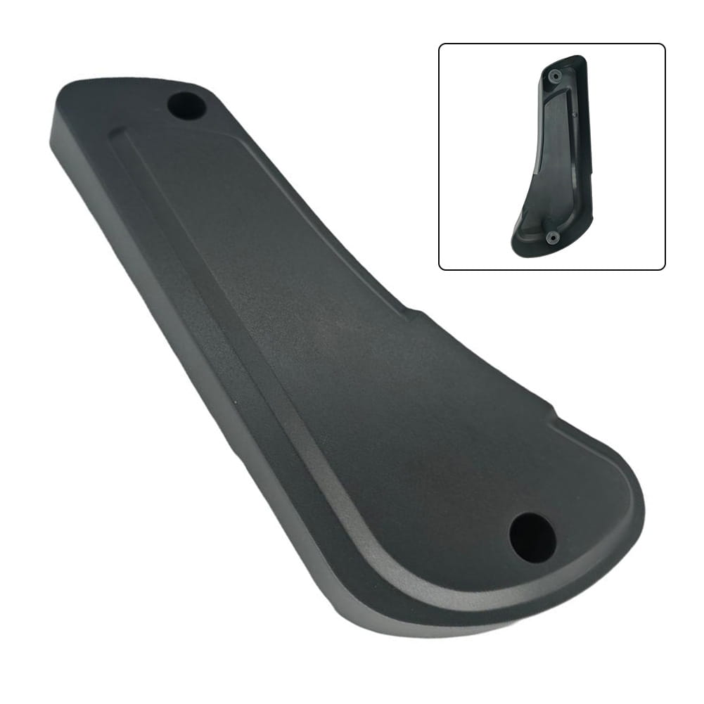 Black plastic motorcycle side stand bracket with two mounting holes shown from the back side for Fiat Ducato driver seat panel 60911360.