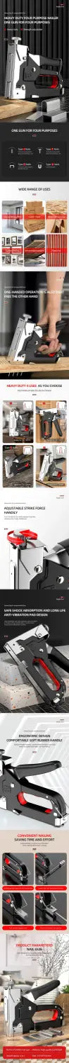 Robuste Tackerzange in Rot und Schwarz mit ergonomischem Griffdesign für die Polstermöbel-DIY-Nutzung