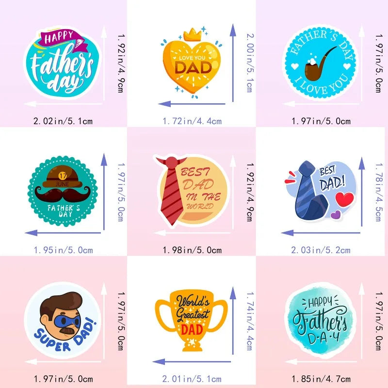 50pcs Text Father’s Day Stickers New Product Creative Thanksgiving Father’s Day Birthday Card Decorative Stickers for Friends