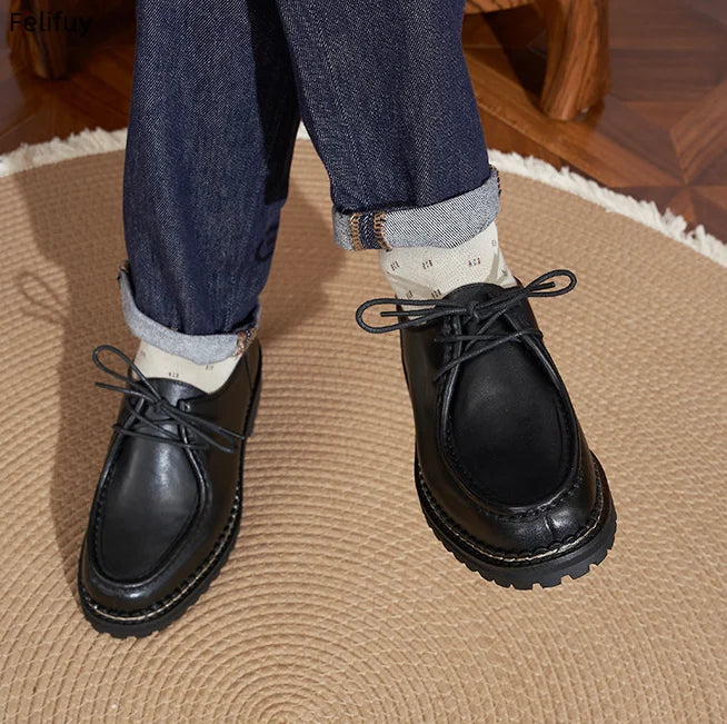 Men fashion business wedding dress shoes lace-up real leather casual shoes stylish platform sneakers breathable footwear mans