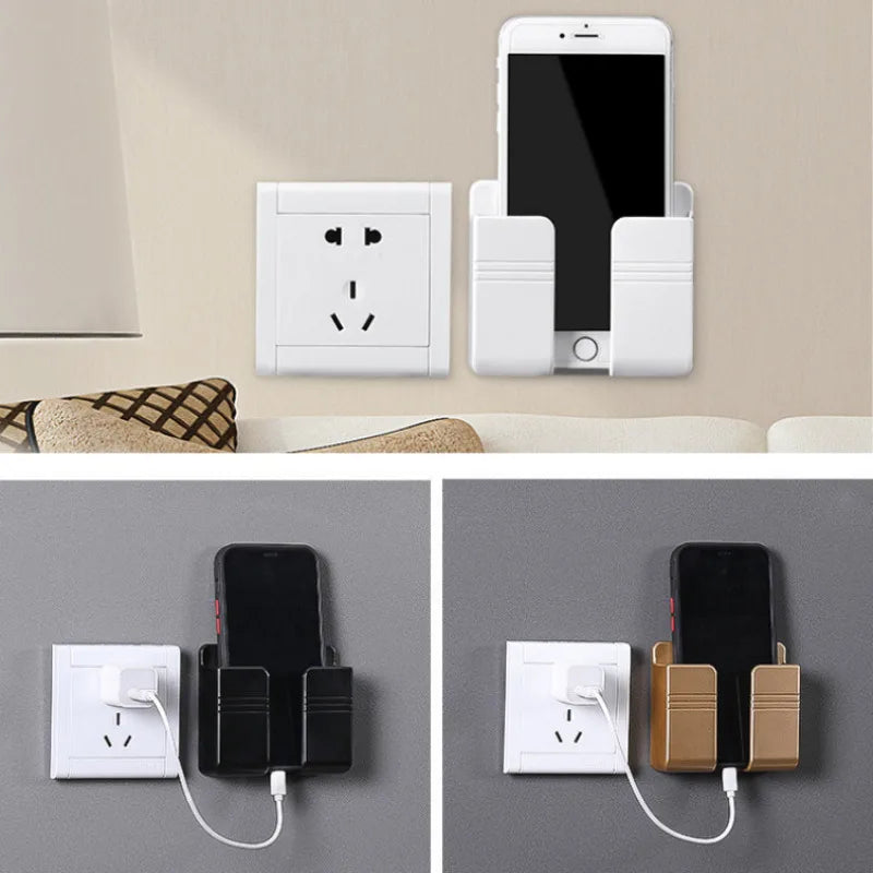 Wall Mounted Storage Device Phone Charging and Remote Control Holder with Holes Suitable for Kitchen, Bedroom, Bathroom Shower