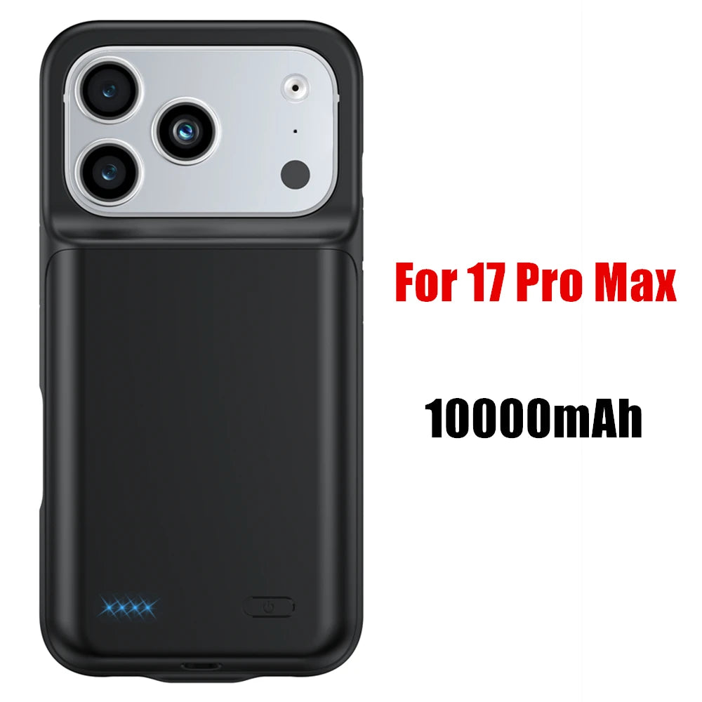10000mAh Powerbank Cover For iPhone 17 16 Pro Max 17Air 16 Plus 16e External Battery Cases Portable Charger Power Bank Case