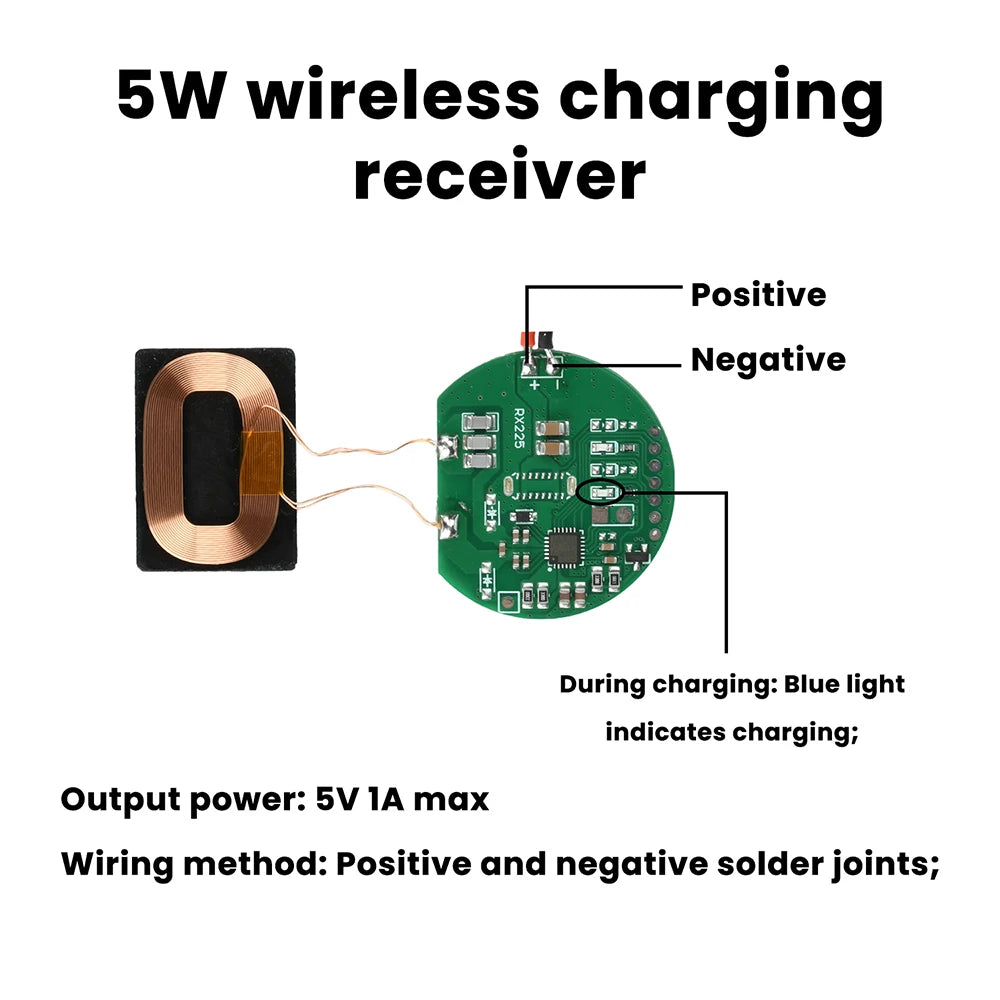5W 5V 1A Wireless Charging Receiver Module Efficient Fast Charge Type-C Interface Compact Design DIY Projects Power Solution
