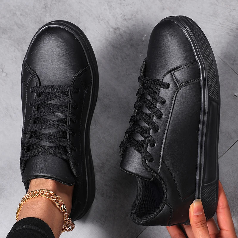 Casual Sneakers for Men and Women, Pu Leather Surface, Lightweight, Versatile, Large Size, White Casual Sports Shoes