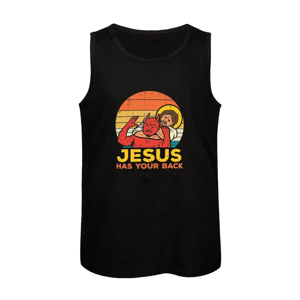 Jesus Has Your Back Jiu Jitsu Retro Christian Men Tank Top gym accessories men basketball
