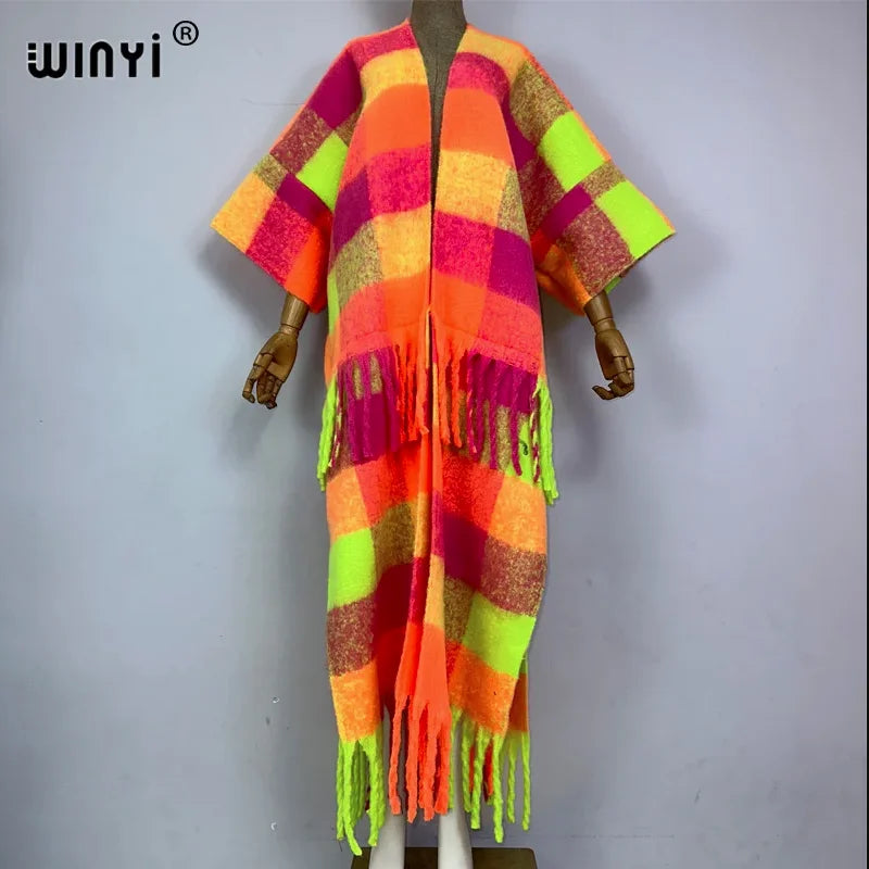 WINYI winter dress for women Retro print comfortable OverCoat Thick Warm long coat fashion cardigan Middle East winter abaya