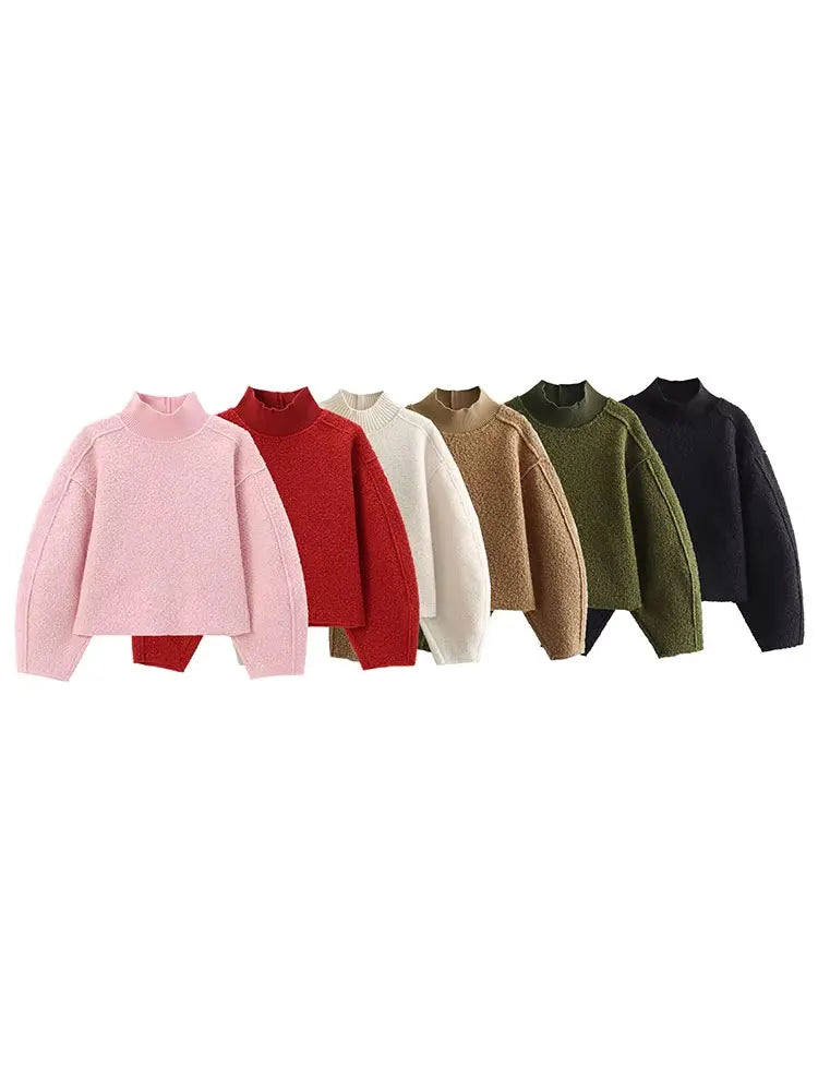 HH Sweatshirts For Women Autumn Casual Loose Turtleneck Long Sleeve Pullover Sweater Female Fashion Chic Top Pullovers