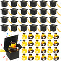 6/12/24 Sets of Graduation Rubber Duck and Grad Gift Candy Boxes with Yellow Tassel Mini Graduation Duck Bulk Grad Party Favors