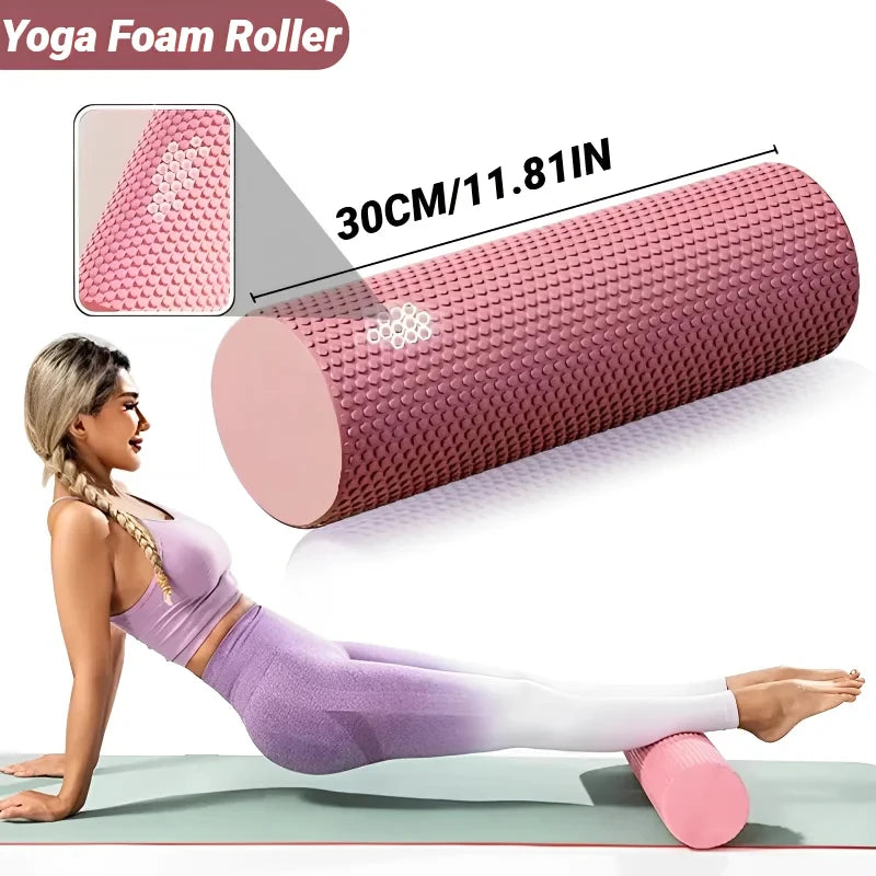 Hexagonal Yoga Roller: EVA Foam Cylinder (Diameter 9.5cm, Length 29.7cm) for Pilates and Home Workouts