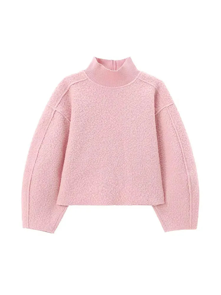HH Sweatshirts For Women Autumn Casual Loose Turtleneck Long Sleeve Pullover Sweater Female Fashion Chic Top Pullovers