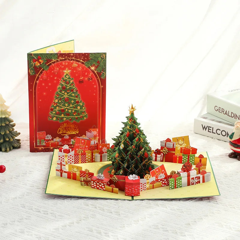 Christmas Greeting Card with Music and Lights Colorful Christmas Tree 3D Creative Gift Blessing Message Foreign Trade Thank You