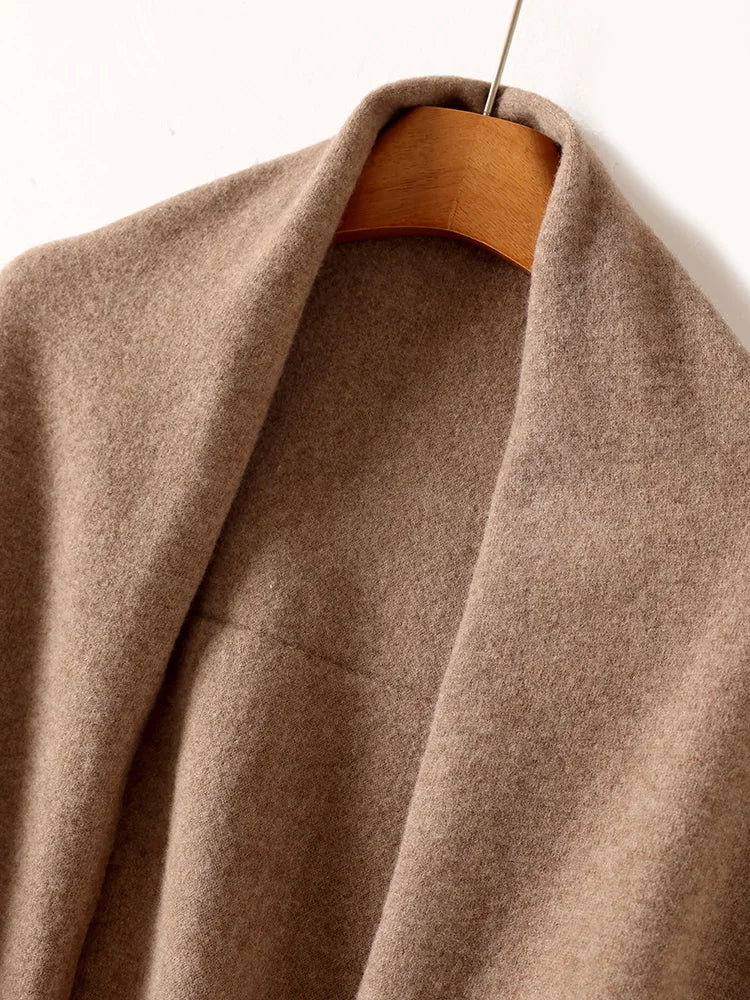 100% Wool Women Shawl Wrap Scarf Two Purposes Knitted Spring Accessories Cape Casual Soft Scarves Warm Cozy Fashion Mantles