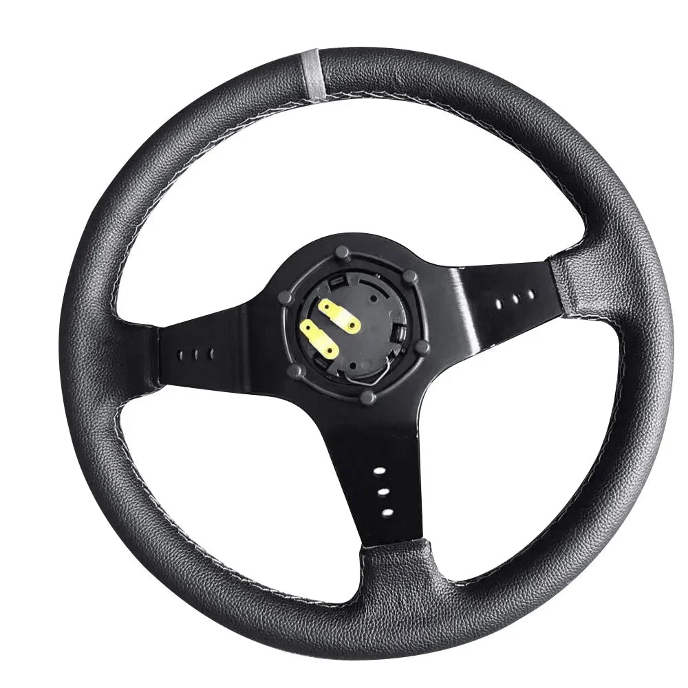 Steering Wheel 14 Inch 350MM 6 Hole Horn Racing Drifting Sport Car Accessorie Universal  Auto Pvc Black Grey Ring Steering Wheel