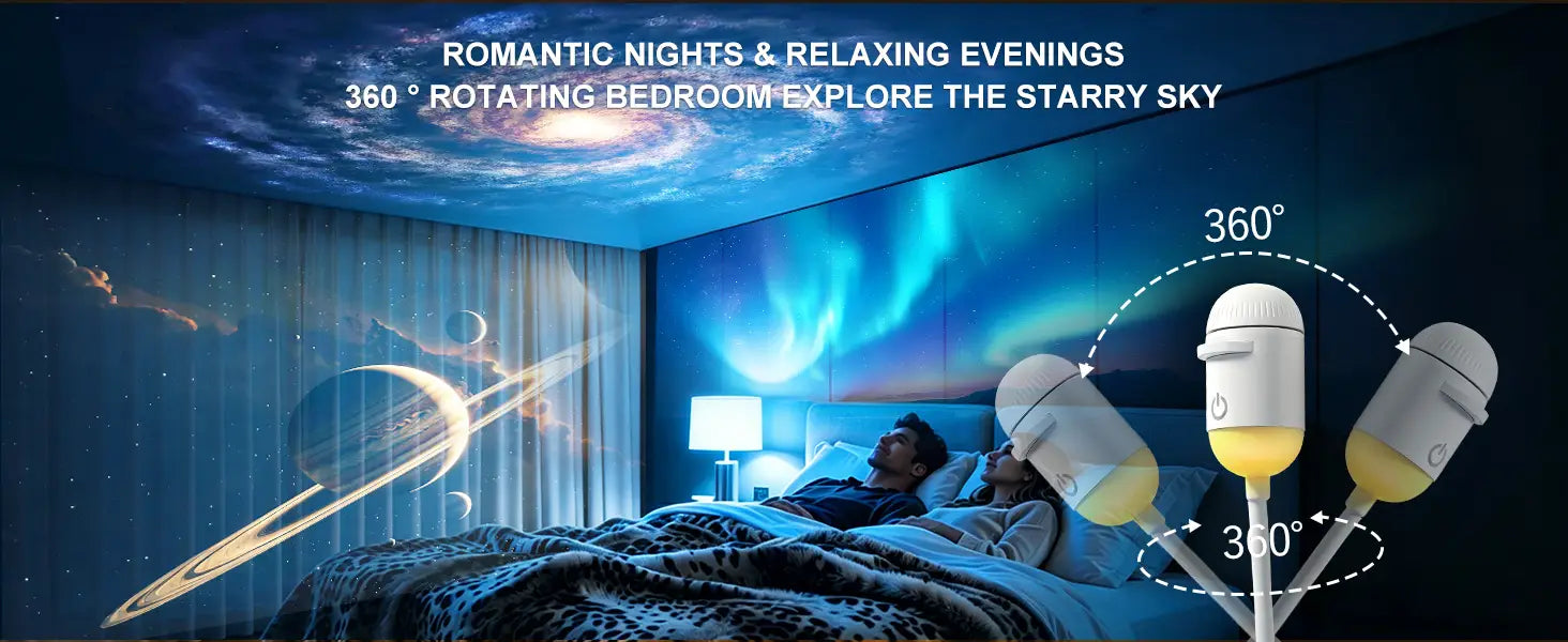 Le projecteur USB de galaxie blanc et la lampe de nuit sont un projecteur de plafond rotatif à 360 degrés conçu pour transformer les chambres en ciels nocturnes étoilés grâce à des projections célestes.