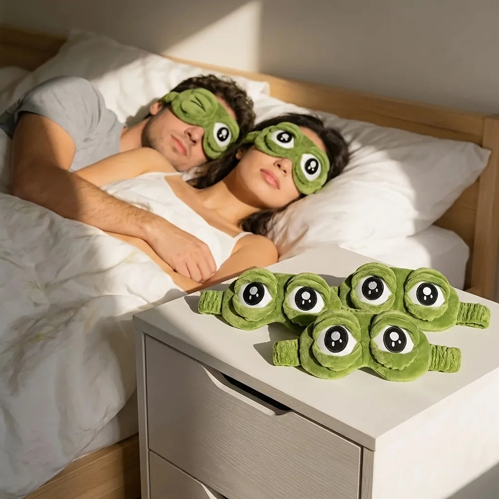 3D Sad Frog Sleep Mask Natural Sleeping Eyeshade Cover Shade Eye Patch Donna Uomo Soft Portable Blindfold Travel Eyepatch