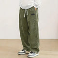 New Men's Comfortable Casual Pants Spring and Autumn New Style Loose Fit Velvet Fabric Solid Color Loose Long Trousers for Men