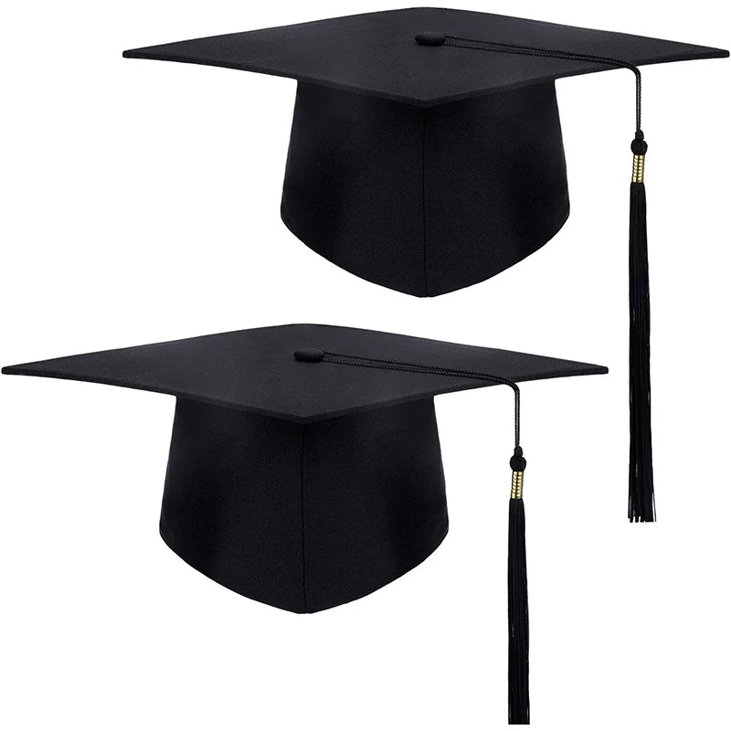 2025 Graduation Hat Black Adult Bachelor Caps with Tassels University Master Congratulation Graduation Party Decoration Supplies