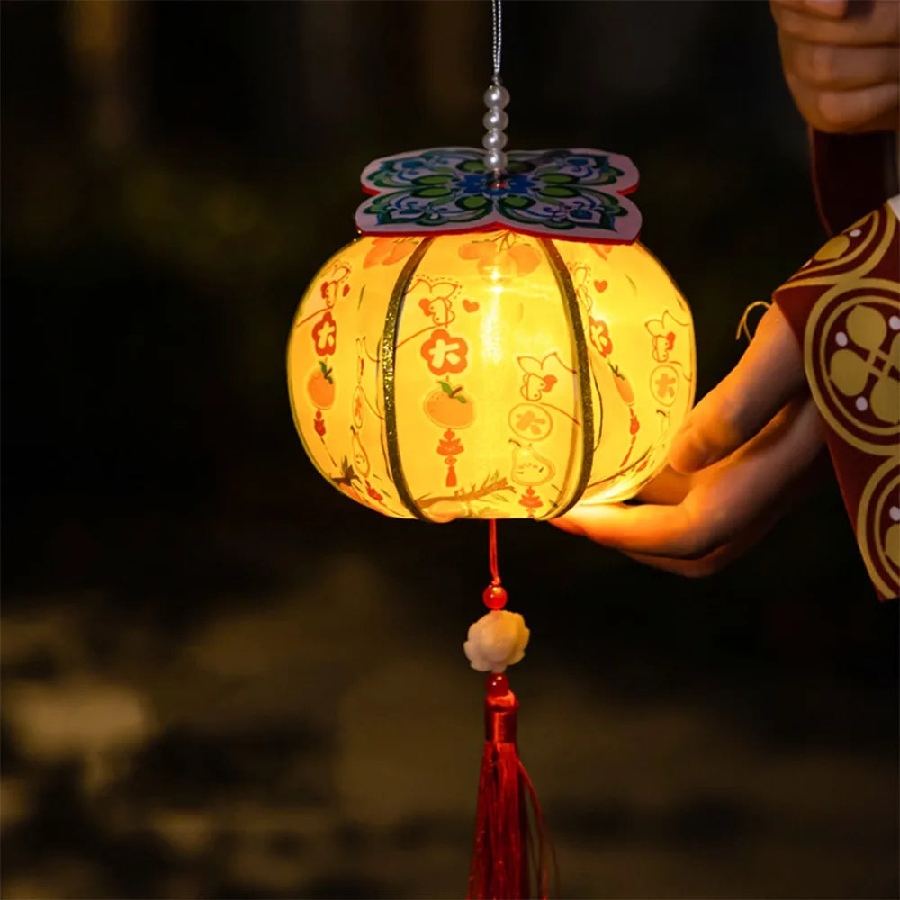 Ancient New Year Persimmon Lantern 2026 Horse Year Handmade Luminous Lantern Blessing with Tassel Chinese Lantern