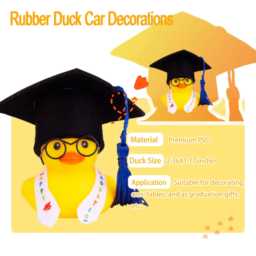 Graduation Rubber Duck,Car Duck Graduation Gift with Tassels for Student Classroom Party Favors