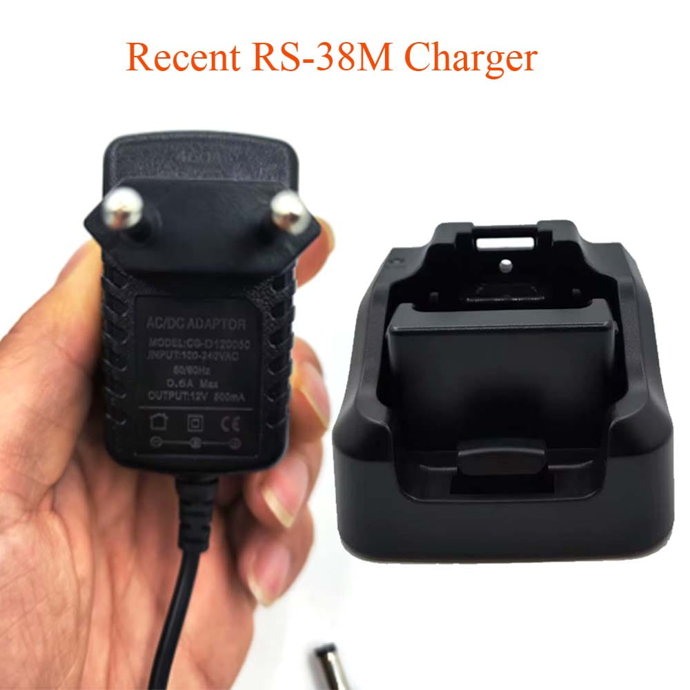black plastic vhf marine radio charger adapter and docking station set compatible with recent rs-38m models for marine radio charging use