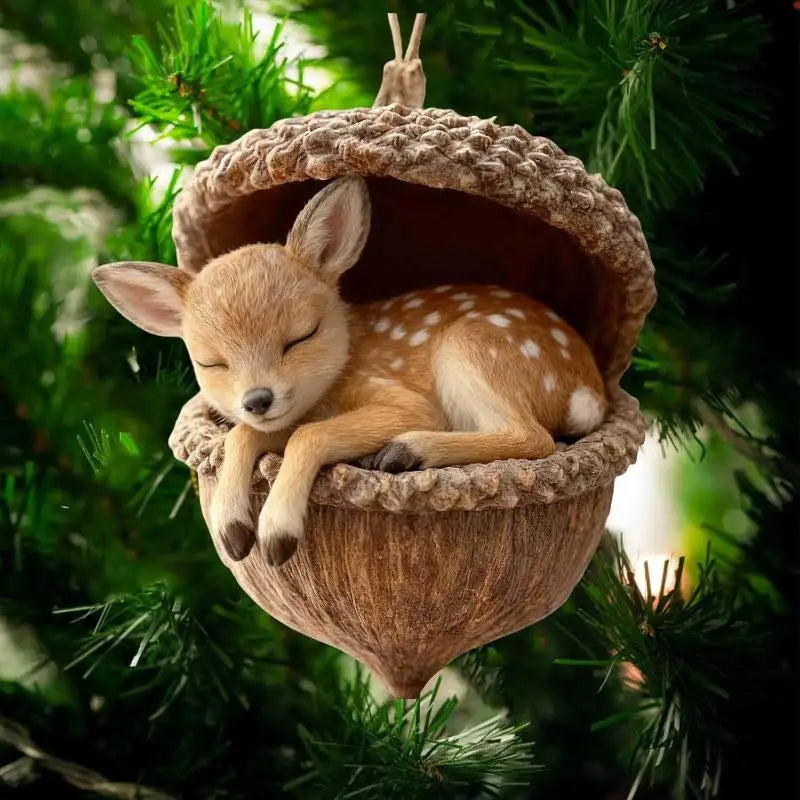 Animal Christmas Ornaments 2D Flat Acrylic Seasonal Decoration Hangable Holiday Decorations For Xmas Tree Hanging Pendant Decor