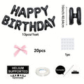 1Set Black White Happy Birthday Pink Bow Balloon Set Birthday Party Decoration Baby Shower Globos Gift Supplies Letter