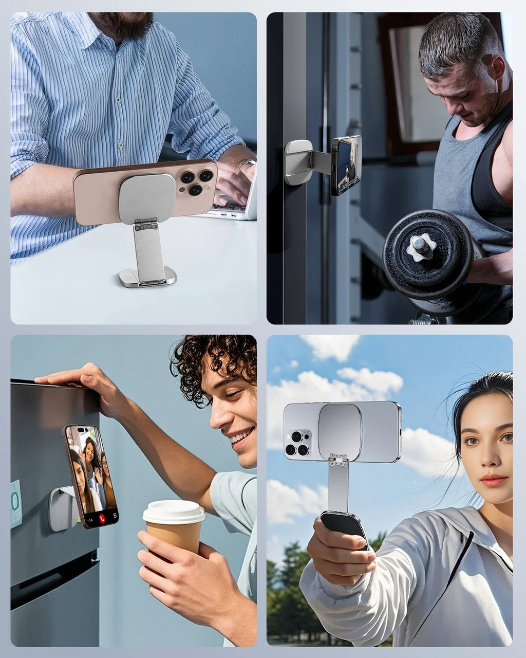 Eary Gym Magnetic Phone Holder Mount For Wall Portable Aluminum Metal Stand With Foldable Pocket Size Gym Essentials Accessories
