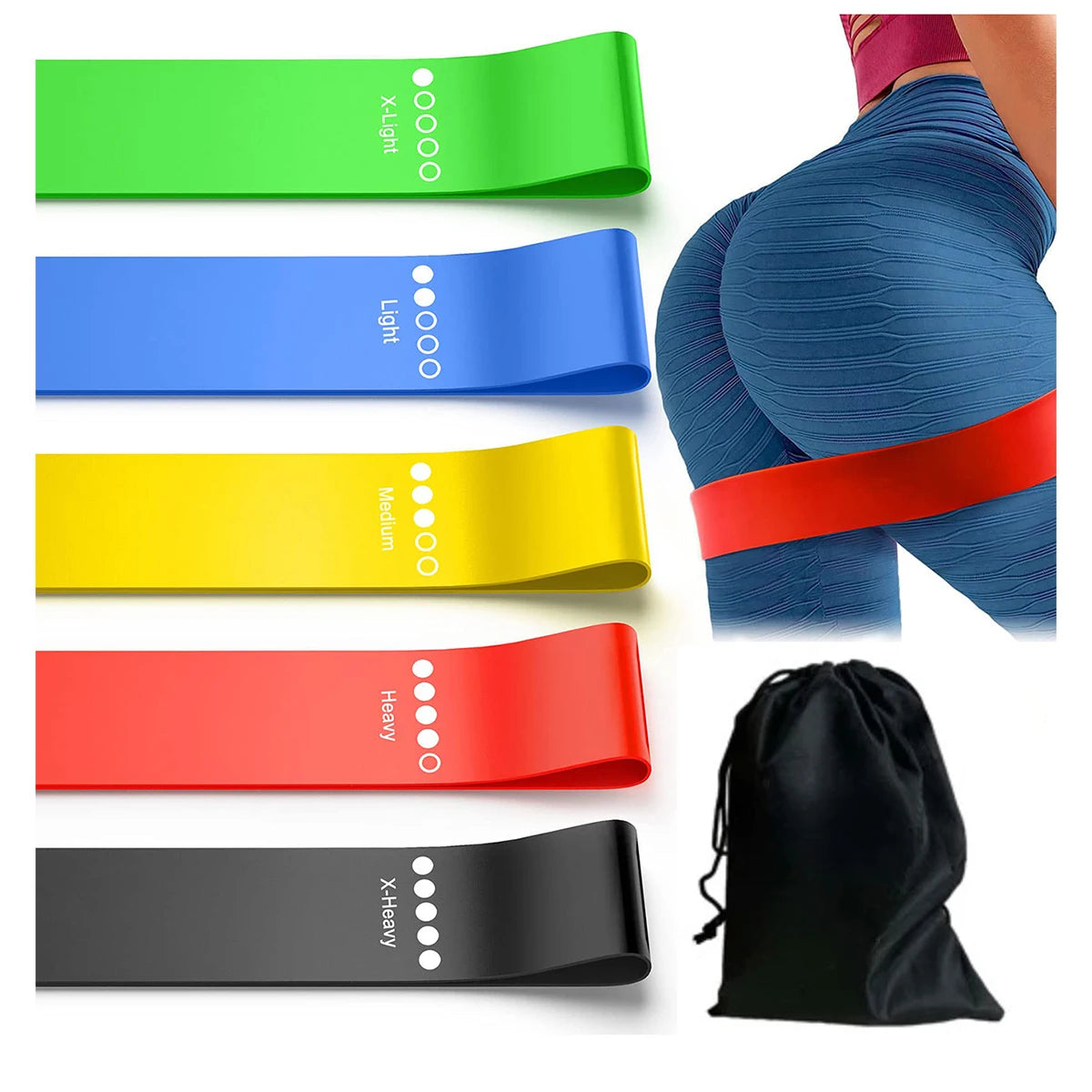 5PCS Resistance Bands Set, Fitness Exercise Loop Bands for Strength Training, Glute Leg Arm Workout, Yoga & Pilates
