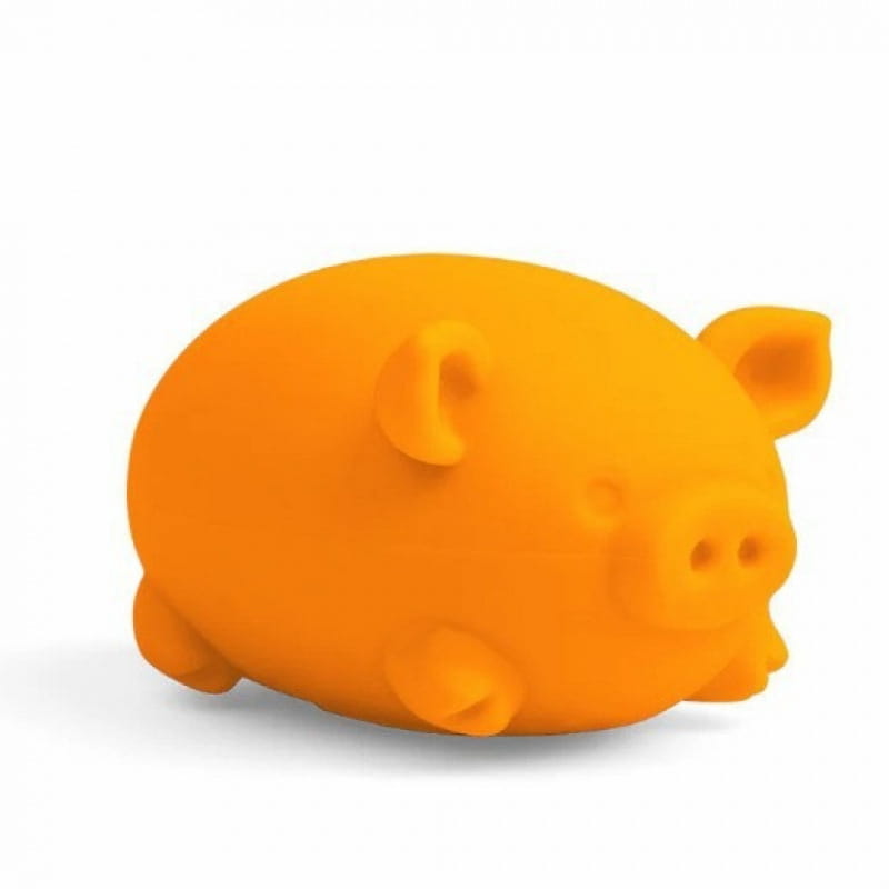 Orange silicone needoh digging pig sensory fidget toy shaped like a pig designed as a stress reliever.